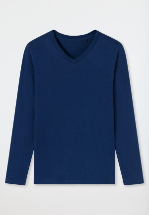 Shirt langarm Organic Cotton V-Ausschnitt navy - Mix+Relax