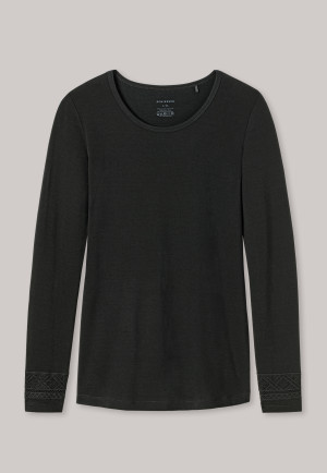 Tee-shirt manches longues laine tencel dentelle noir - selected! premium