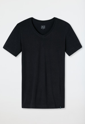 Shirt kurzarm Jersey elastisch rundhals blauschwarz - Long Life Soft