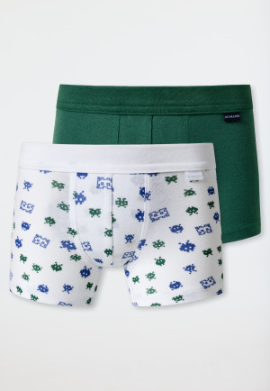 Boxer briefs 2-pack fine rib organic cotton soft waistband gaming pixel white/green - Boys World