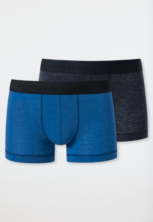 Confezione da 2 boxer in viscosa a righe, colore nero/blu acqua - Personal Fit