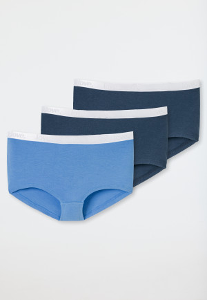 Lot de 3 shorts en coton biologique Love bleu nuit/bleu clair - 95/5