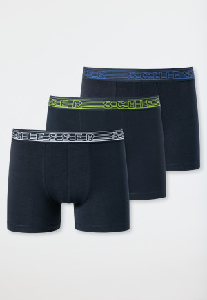 Lot de 3 shorts en coton bio à rayures bleu foncé - 95/5