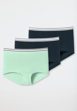 Shorts 3er-Pack Organic Cotton Ringel dunkelblau/ mint - 95/5