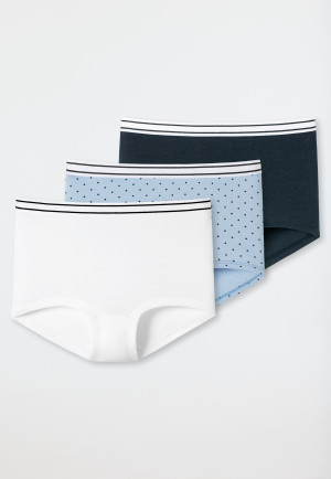 Shorts 3er-Pack Organic Cotton Ringel Punkte dunkelblau/ weiß/ air - 95/5