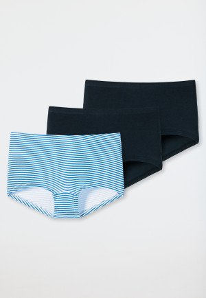 Lot de 3 shorts en coton biologique rayures bleu nuit/ bleu clair/ blanc - 95/5
