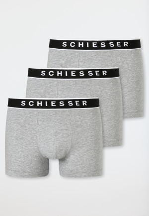 Shorts 3er-Pack Organic Cotton Webgummibund grau-meliert - 95/5