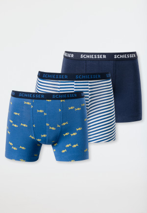 Shorts 3er-Pack Organic Cotton Webgummibund Ringel Fische mehrfarbig - Natural Love