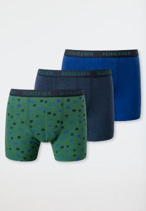 Confezione da 3 pantaloncini in cotone biologico con elastico in vita intessuto, a righe, stampe in stile gaming, multicolore - Boys World