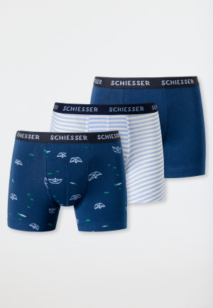 Shorts 3er-Pack Organic Cotton Webgummibund Ringel Papierschiffe mehrfarbig - Rat Henry