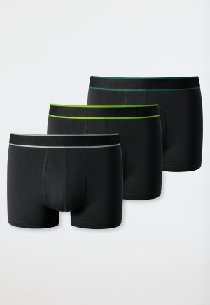 Boxer en coton bio, lot de 3, bande élastique noir - 95/5
