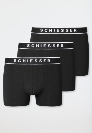 Boxer en coton bio, lot de 3, bande élastique noir - 95/5