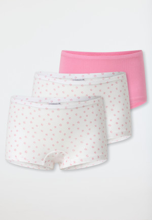 Boyshorts 3-pack organic polka dots white/pink - 95/5
