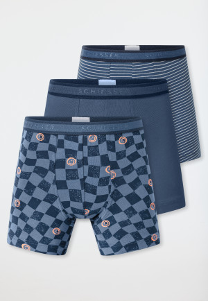 Shorts 3er-Pack Ringel Karos Smiley mehrfarbig - 95/5