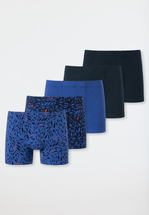 Boxers lot de 5 coton bio taille douce poissons bleu foncé/bleu aqua motifs - 95/5