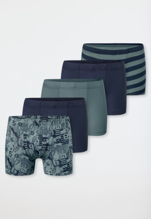 Shorts 5er-Pack Ringel blau/ grün - 95/5