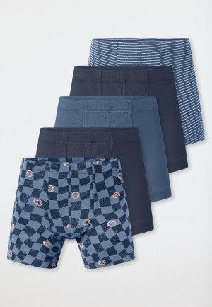 Shorts 5er-Pack Ringel Karos Smileys mehrfarbig - 95/5