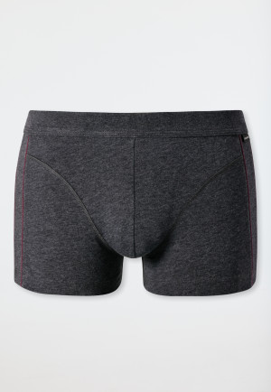 Boxer briefs organic cotton piping heather anthracite/red - Comfort Fit