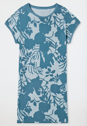 Sleepshirt short sleeve floral print bluebird - Modern Nightwear