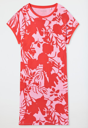 Sleepshirt kurzarm Blumenprint bonbonrosa - Modern Nightwear