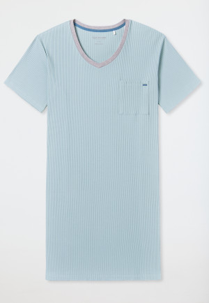 Sleepshirt kurzarm Doppelripp bluebird - Casual Nightwear