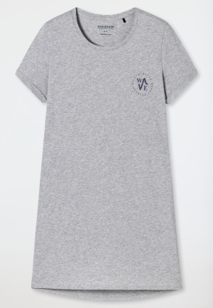Maglia da notte a maniche corte con stampa, grigio screziato - Essential Nightwear