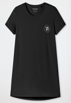 Sleep shirt short-sleeved print black - Essential Nightwear