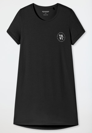 Maglia da notte a maniche corte con stampa, nero - Essential Nightwear