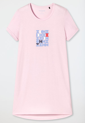 Maglia da notte a maniche corte con stampa, rosa tenue - Essential Nightwear
