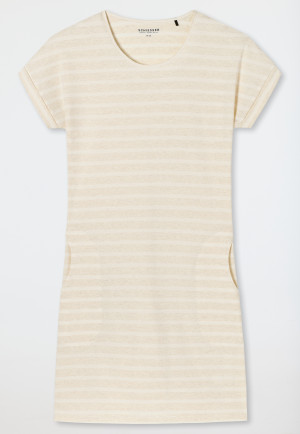 Sleep shirt short-sleeved pockets turned-up sleeves Breton stripes nude heather - Essential Stripes
