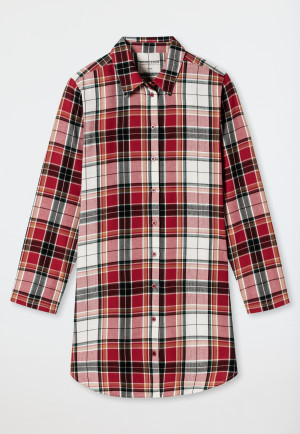 Sleep shirt long-sleeved flannel organic cotton button placket check multicolored - X-Mas