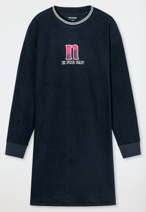 Sleepshirt langarm Fleece Bündchen nachtblau - Teens Nightwear