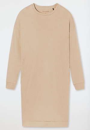 Sleepshirt langarm Modal Oversized Bündchen sand - Modern Nightwear