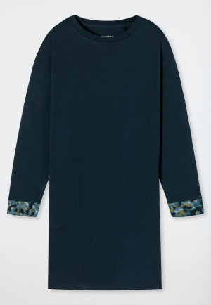 Chemise de nuit manches longues oversize modal bleu nuit - Modern Nightwear