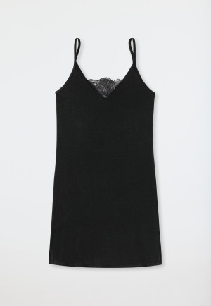 Chemise de nuit modal bretelles spaghetti, dentelle noir - Sensual Premium