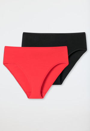 Slip confezione doppia in cotone organico nero/rosso - 95/5