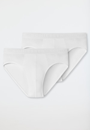 Slip in confezione da 2 pezzi in cotone organico e cintura elastica in vita di colore bianco - 95/5