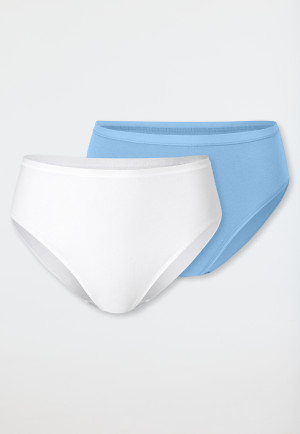 Mutande confezione da 2 in cotone organico bianco/azzurro - 95/5