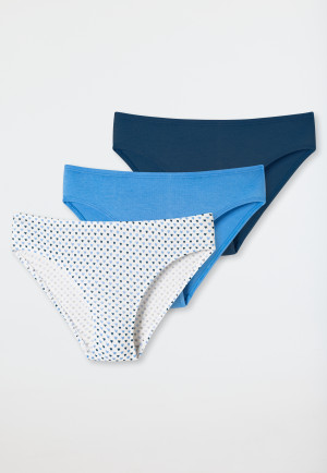 Slips 3er Pack Organic Cotton Herzen nachtblau/ hellblau gemustert - 95/5