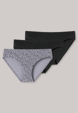 Panties 3-pack organic cotton black/ anthracite polka dots - 95/5