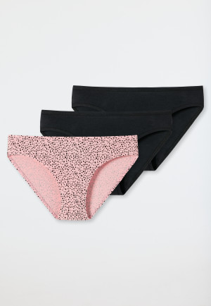 Panties 3-pack organic cotton black/black polka dots on powder pink - 95/5