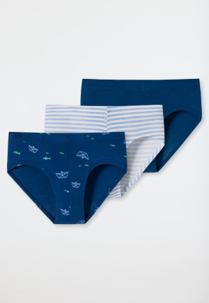 Slips 3er-Pack Organic Cotton Softbund Ringel Papierschiffe Fische mehrfarbig - Rat Henry