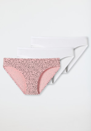 Panties 3-pack organic cotton white/black polka dots on powder pink - 95/5