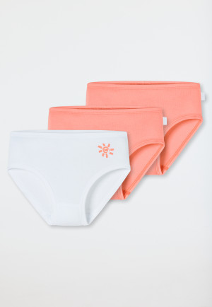 Lot de 3 culottes soleil abricot/blanc - Fine Rib