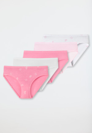 Slips 5er-Pack Organic Cotton Hund Ringel weiß/rosa – 95/5