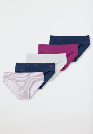 Confezione da 5 slip in morbido cotone biologico a righe con morbido elastico in vita, multicolore - 95/5