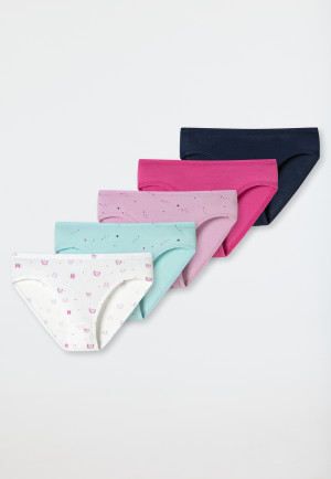 Panties 5-pack organic cotton soft waistband rainbow stars multicolored - Girls World