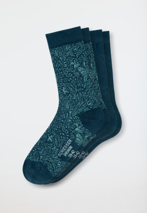 Socken 2er-Pack Stay Fresh medium Schaft petrol gemustert - Fashion