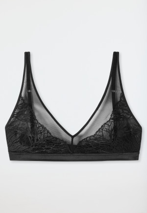 Soft bra without underwire or pads lace Lurex black - Glam Lace