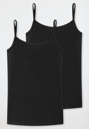 Spaghetti strap tops 2-pack organic cotton black - 95/5